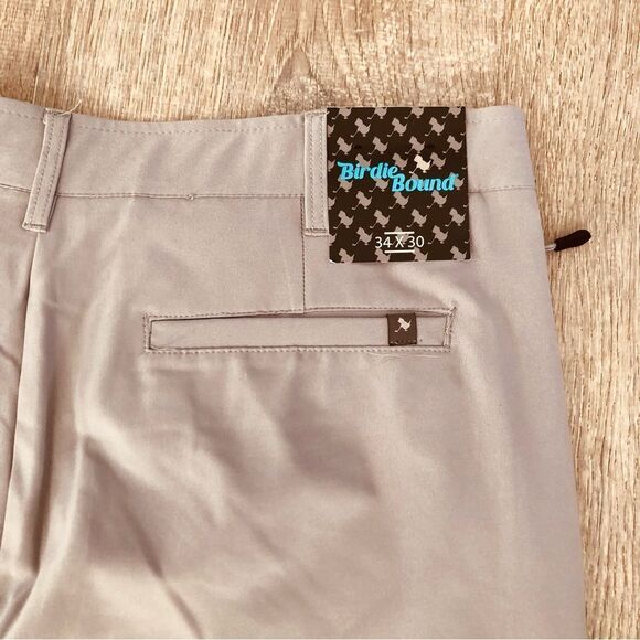 New With Tags Birdie Bound Flex Waist Gray Golf Pants Trousers 34x30 Golf Pants - Picture 6 of 9